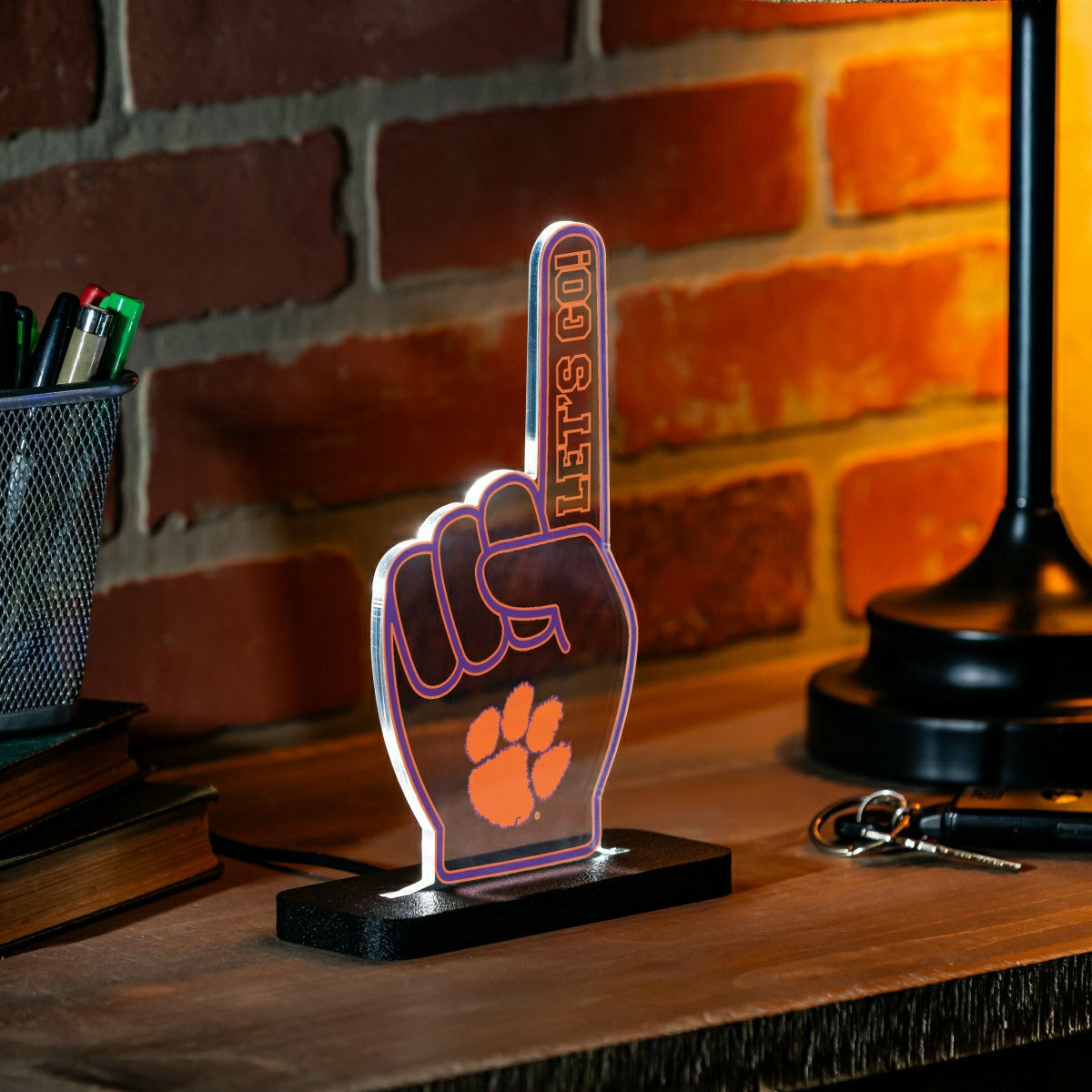 Clemson University College Foam Finger Desklite LED Decor, Collegiate, Home