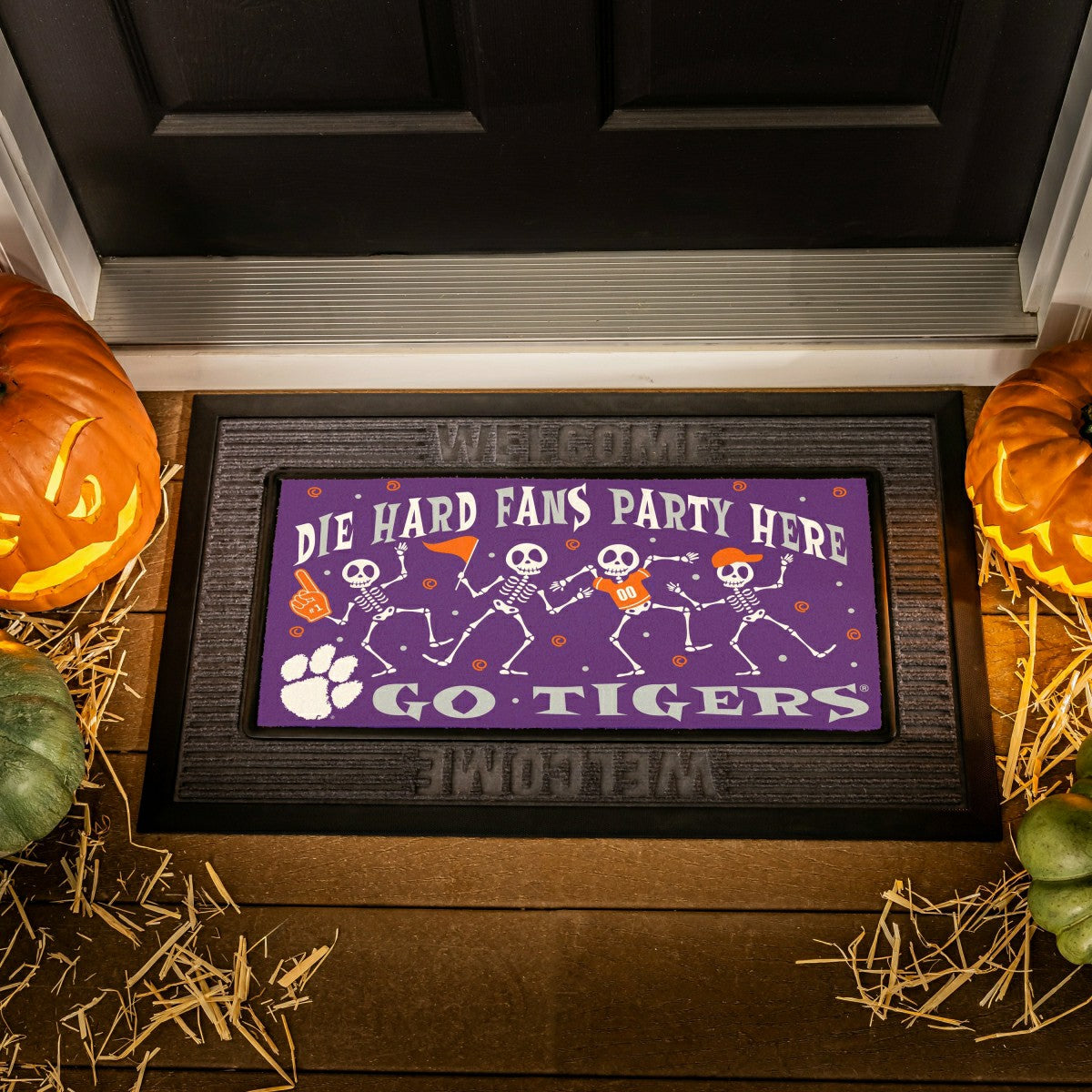 Clemson University Flocked Coir Halloween Sassafras Switch Mat, 22"x10, Collegiate