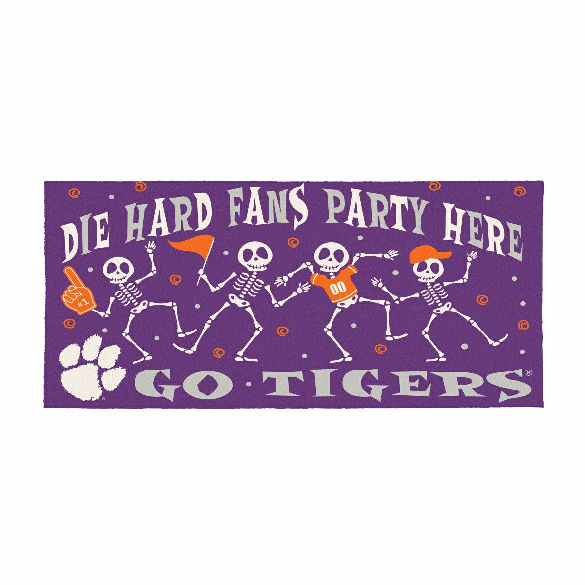 Clemson University Flocked Coir Halloween Sassafras Switch Mat, 22"x10, Collegiate