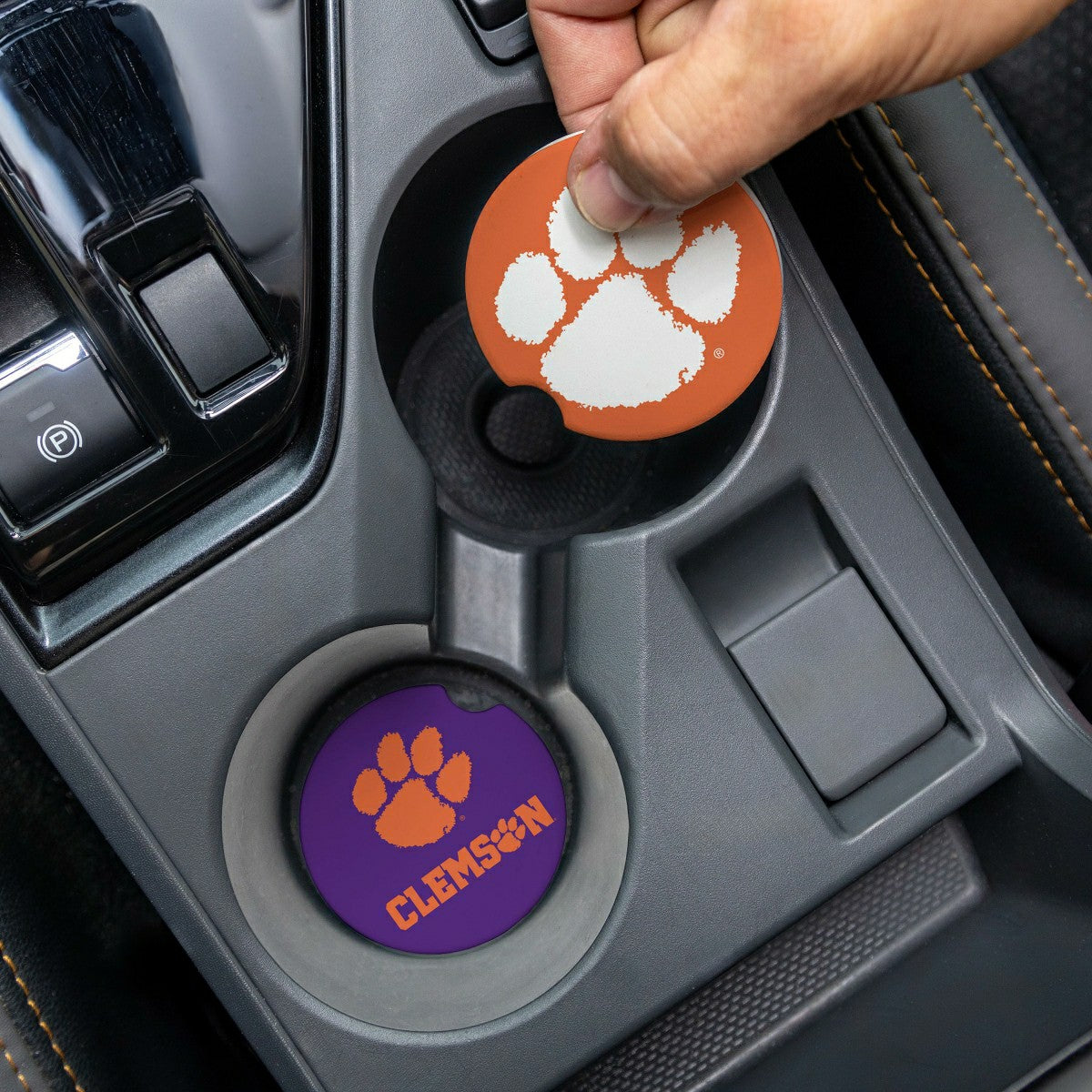 Clemson University Car Coaster Set, 2pc, Collegiate, Home