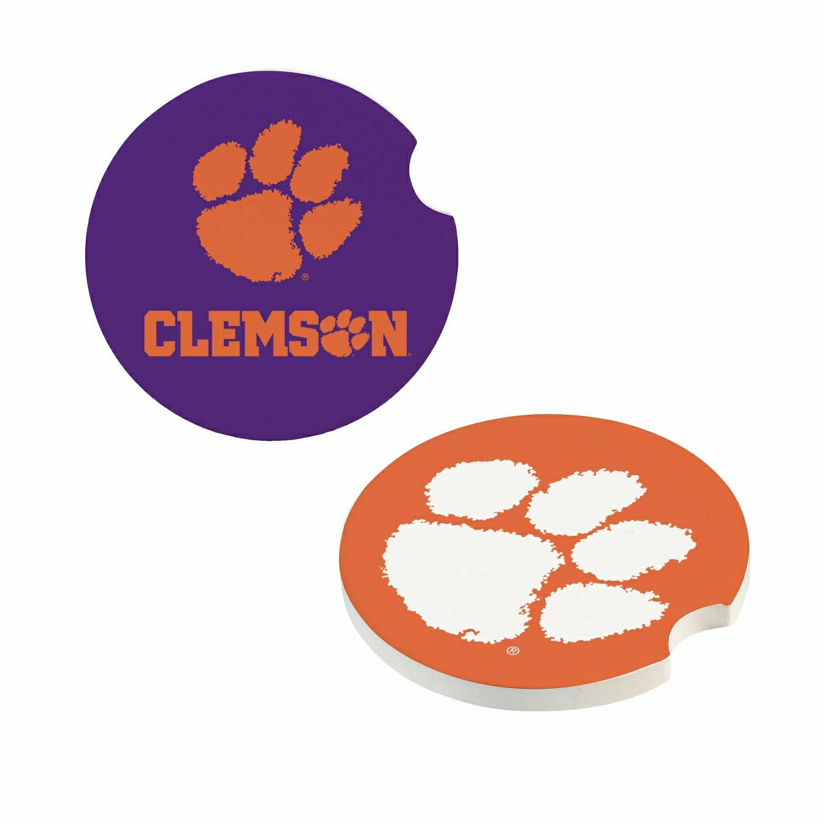 Clemson University Car Coaster Set, 2pc, Collegiate, Home