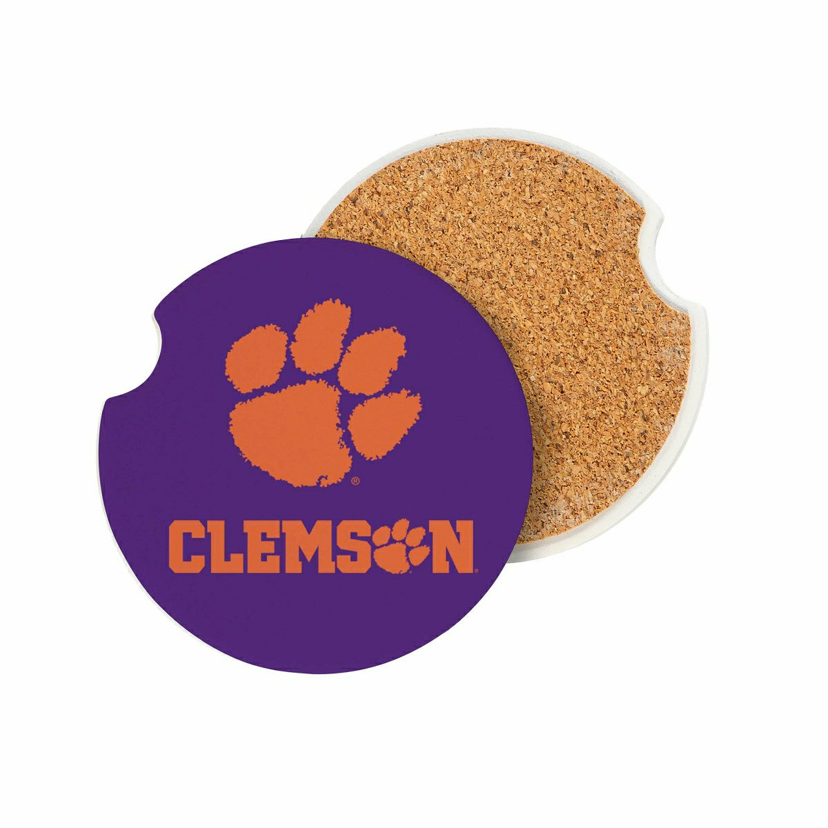 Clemson University Car Coaster Set, 2pc, Collegiate, Home