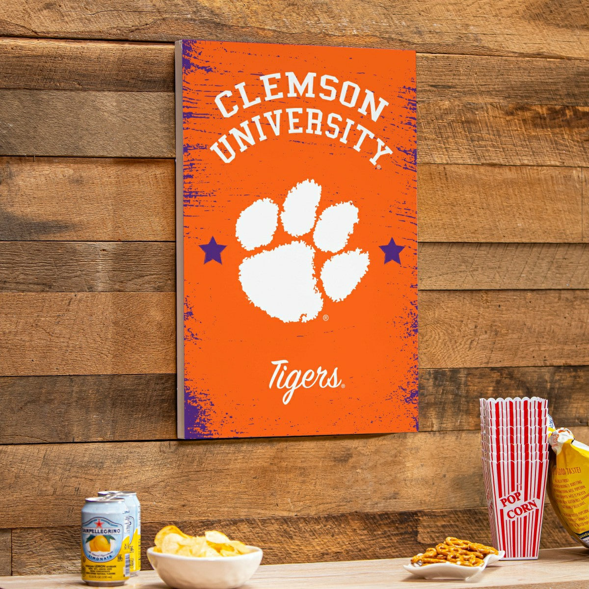 Clemson University Wood Wall Sign, 16x24, Collegiate, Home