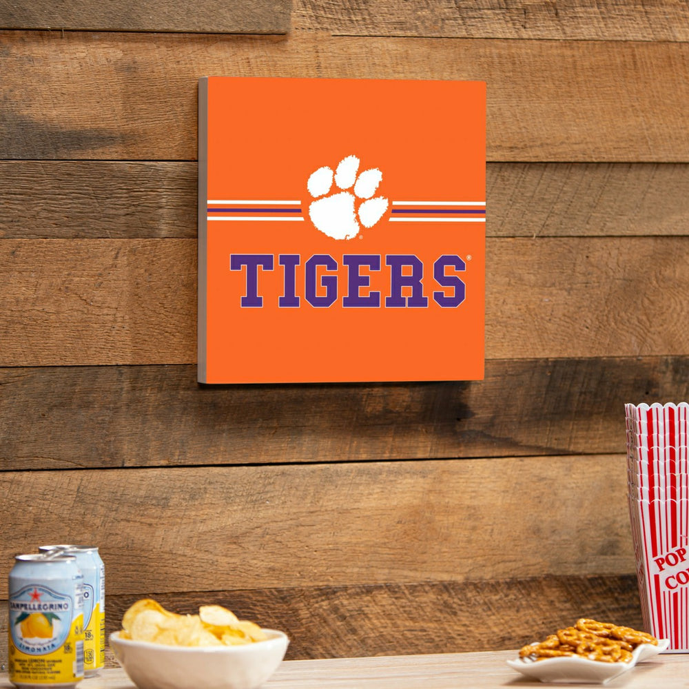 Clemson University Wood Wall Sign, 12x12, Collegiate, Home