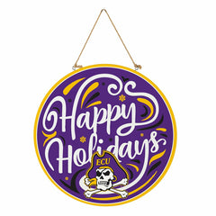 East Carolina University Holiday Round Door Décor with Hanging Rope, 1, Collegiate, Home