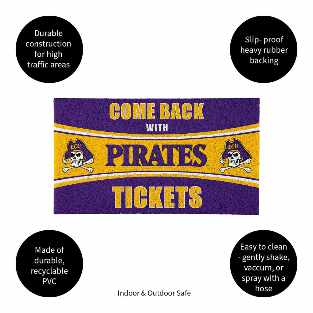 28" x 16" PVC Trapper Mat, Come Back with Tickets, East Carolina Unive, Collegiate
