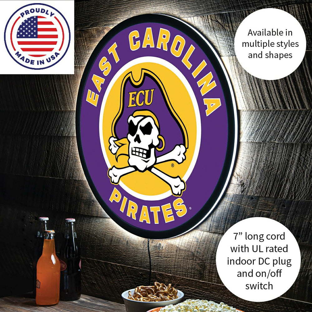 LED Wall Decor, Round, East Carolina University, Collegiate, Home