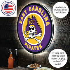 LED Wall Decor, Round, East Carolina University, Collegiate, Home