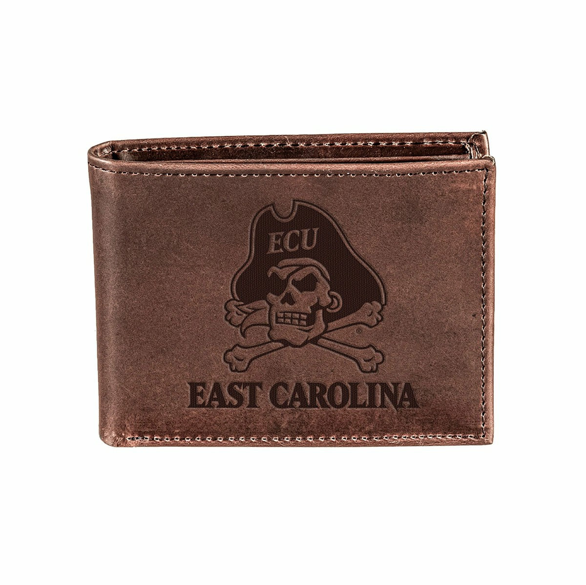 East Carolina University, Bi-Fold Wallet, Brown, CH, 100% Genuine Leat, Collegiate, Home