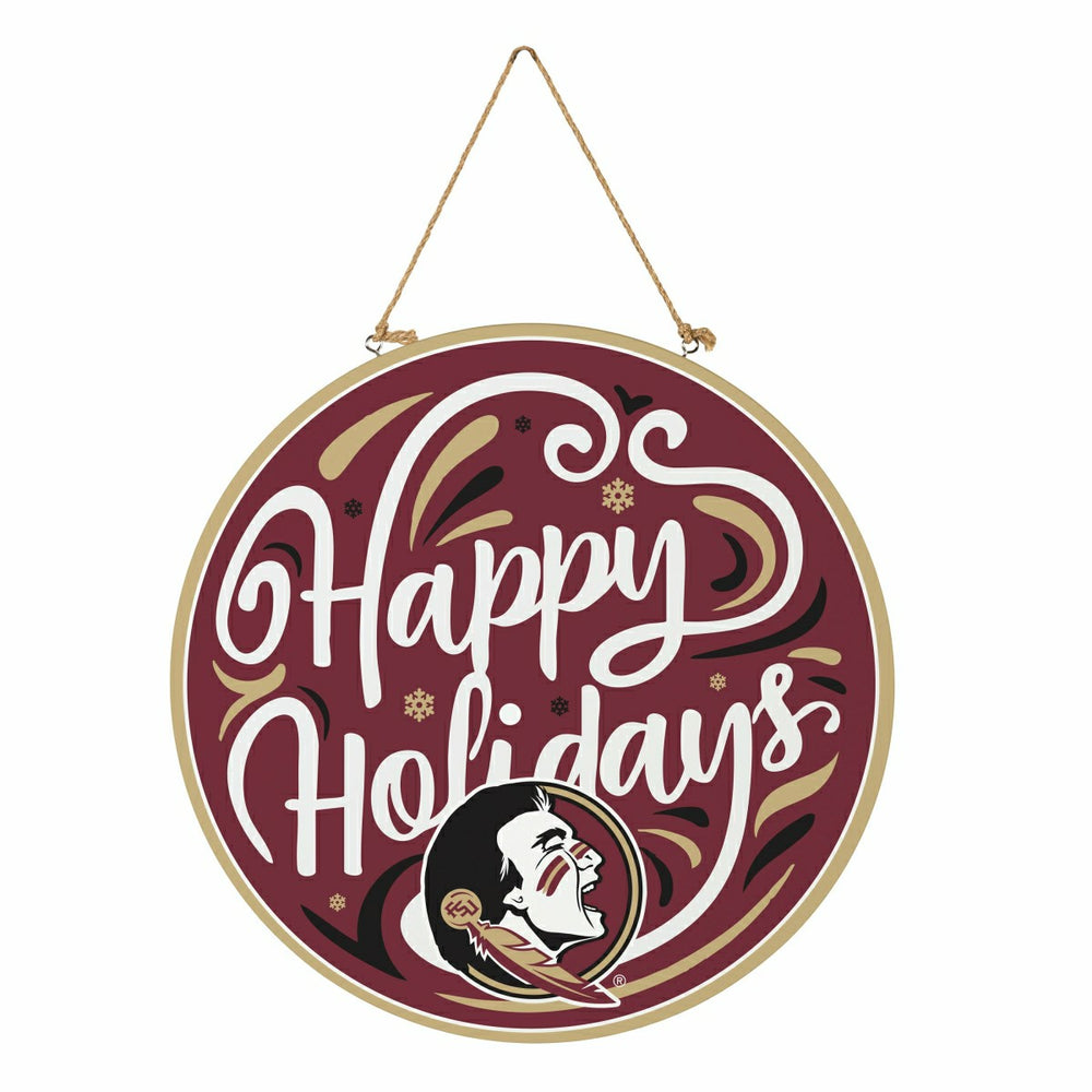 Florida State University Holiday Round Door Décor with Hanging Rope, 1, Collegiate, Home