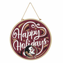 Florida State University Holiday Round Door Décor with Hanging Rope, 1, Collegiate, Home