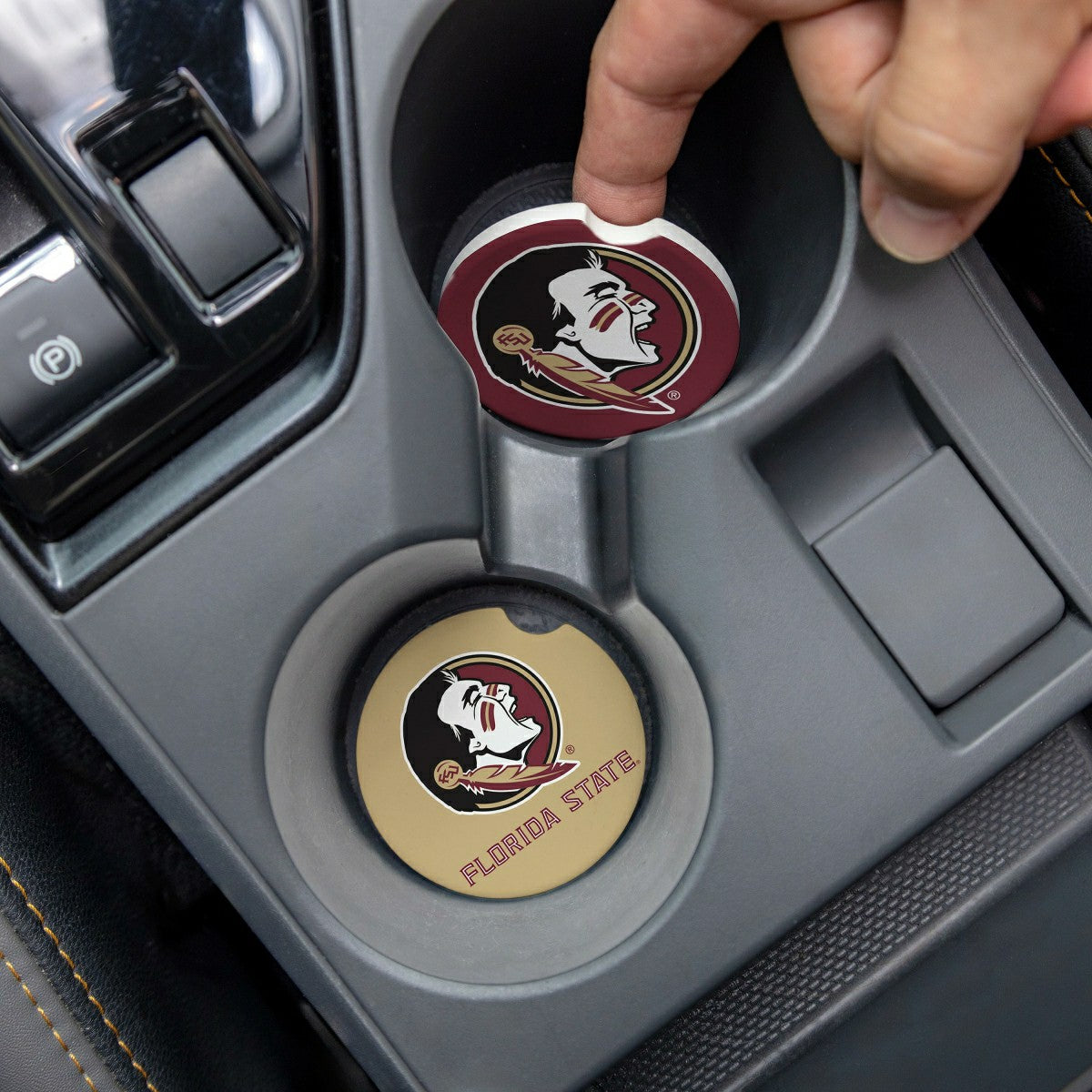 Florida State University Car Coaster Set, 2pc, Collegiate, Home