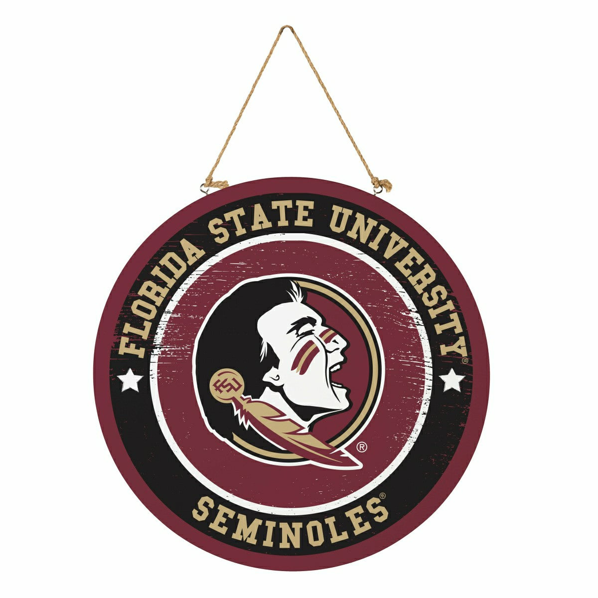Florida State University Round Door Décor with Hanging Rope, 18x18, Collegiate, Home
