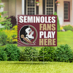 Florida State University Coroplast Yard Sign "Fans Play Here", Collegiate, Home