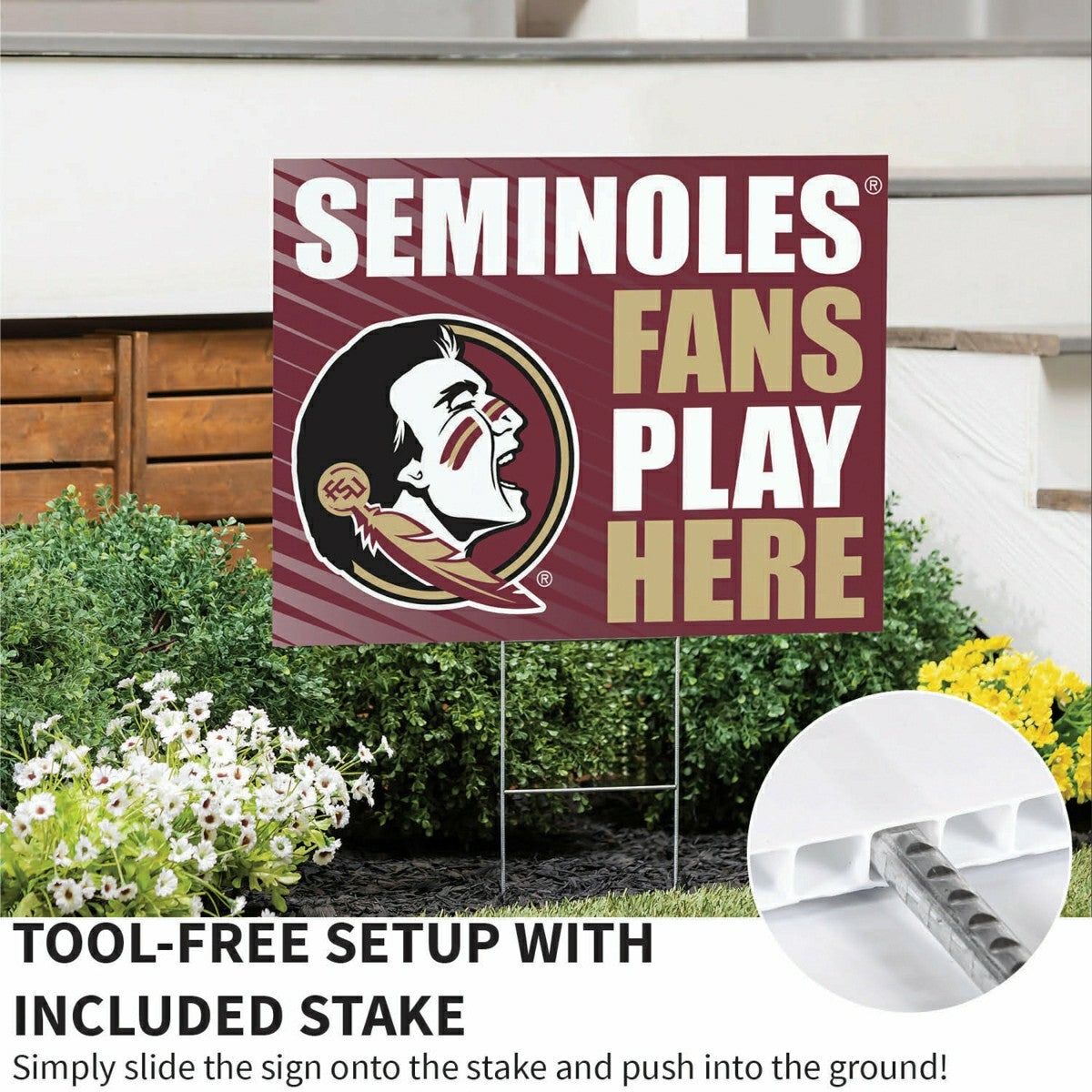 Florida State University Coroplast Yard Sign "Fans Play Here", Collegiate, Home