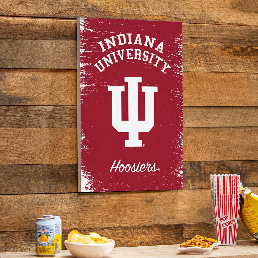 Indiana University Wood Wall Sign, 16x24, Collegiate, Home