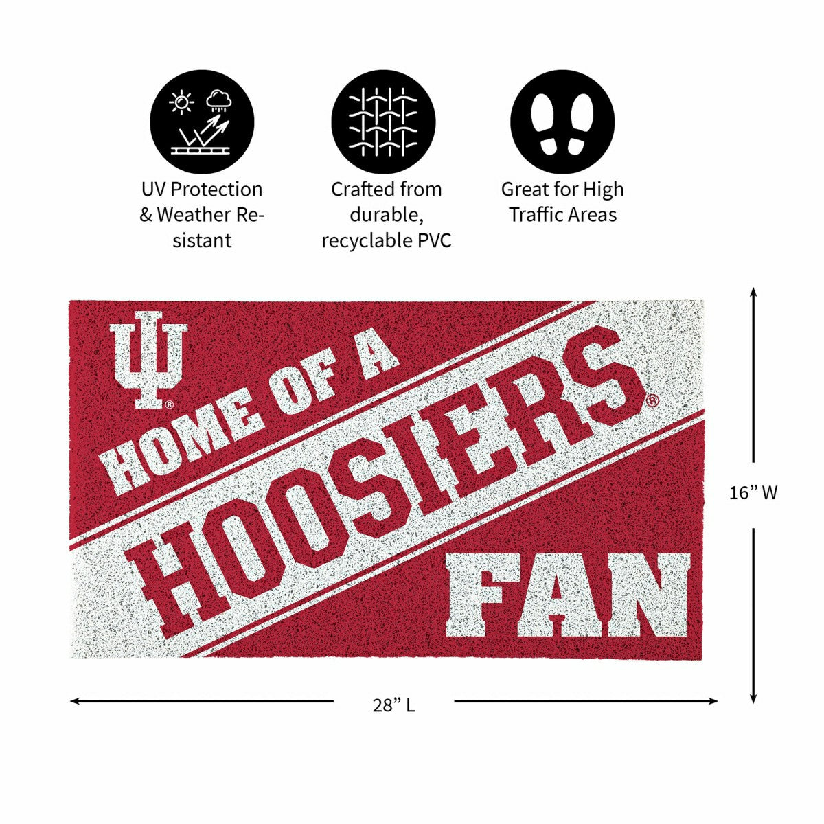 University of Indiana, PVC Mat COLOR, Home of a Fan, Collegiate