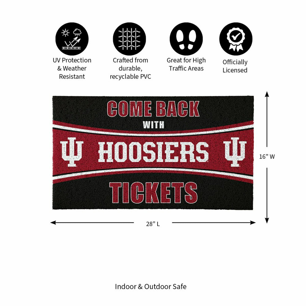 28" x 16" PVC Trapper Mat, Come Back with Tickets, Indiana University, Collegiate
