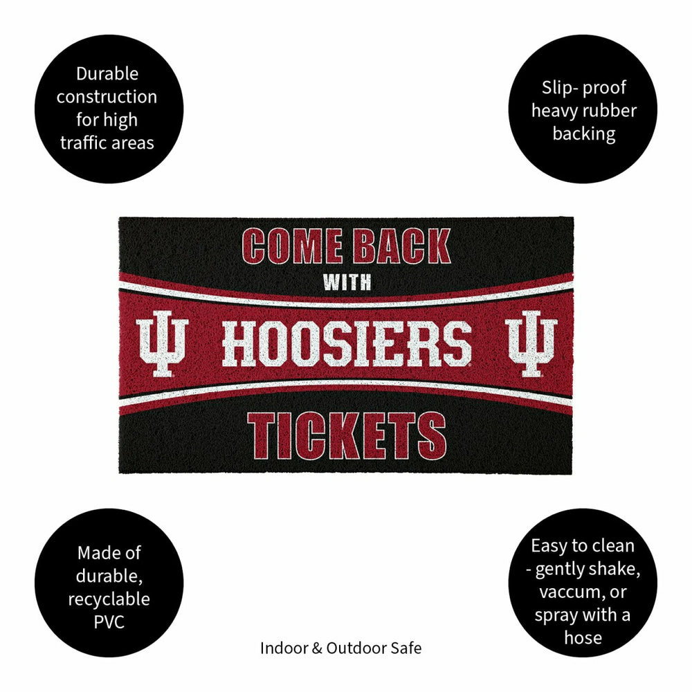 28" x 16" PVC Trapper Mat, Come Back with Tickets, Indiana University, Collegiate
