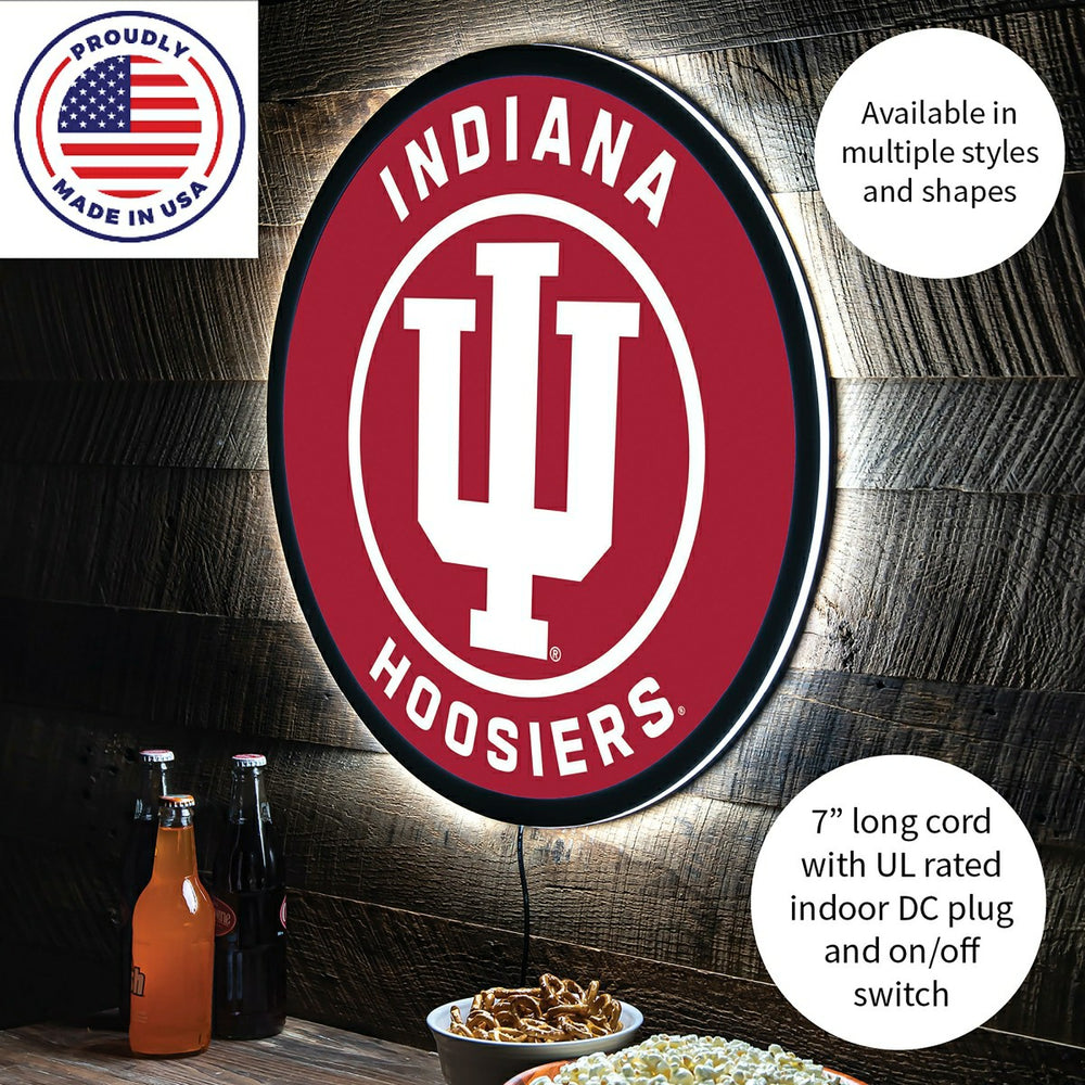 LED Wall Decor, College Football Round, Indiana University, Collegiate, Home