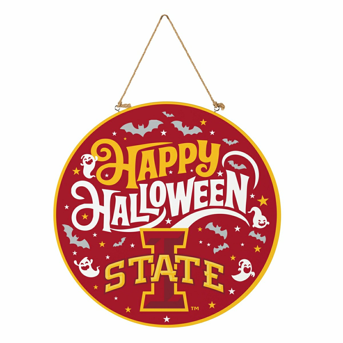 Iowa State University Halloween Round Door Décor with Hanging Rope, 18, Collegiate, Home