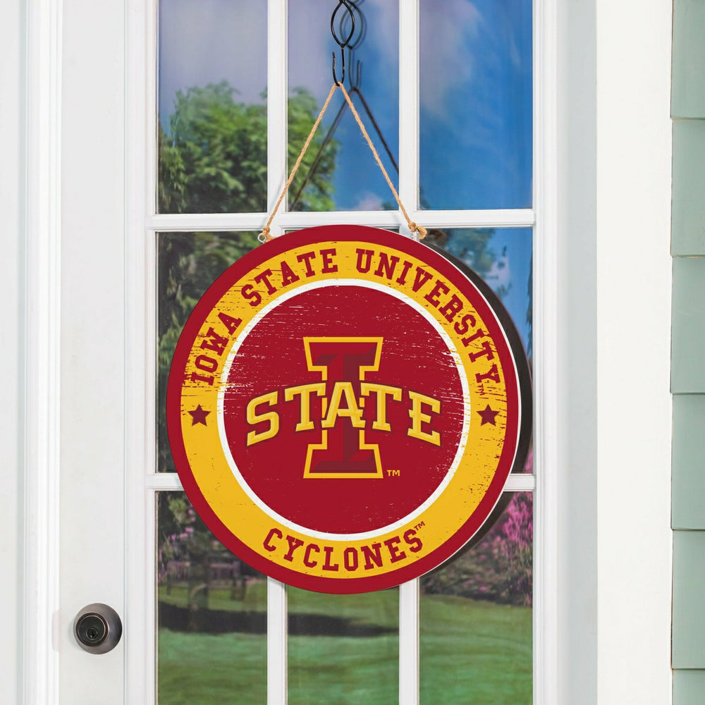 Iowa State University Round Door Décor with Hanging Rope, 18x18, Collegiate, Home