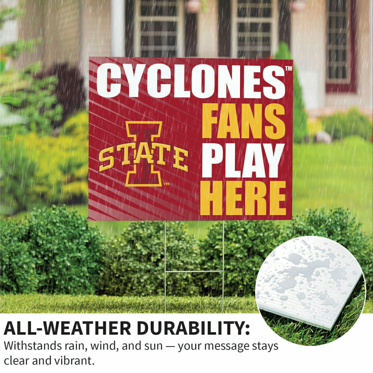 Iowa State University Coroplast Yard Sign "Fans Play Here", Collegiate, Home
