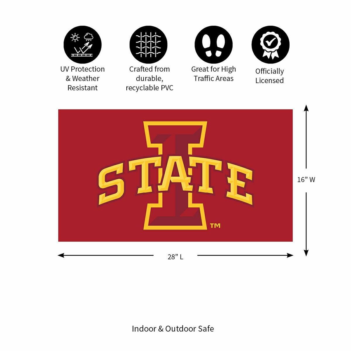 Full Color PVC Mat, 16" x 28", Iowa State University, Collegiate