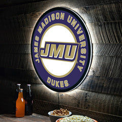 LED Wall Decor, Round, James Madison University, Collegiate, Home
