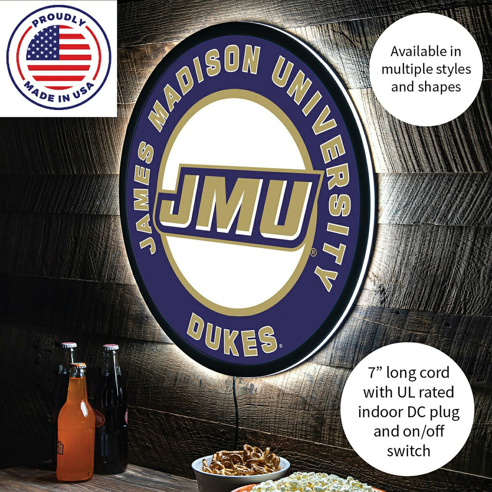 LED Wall Decor, Round, James Madison University, Collegiate, Home