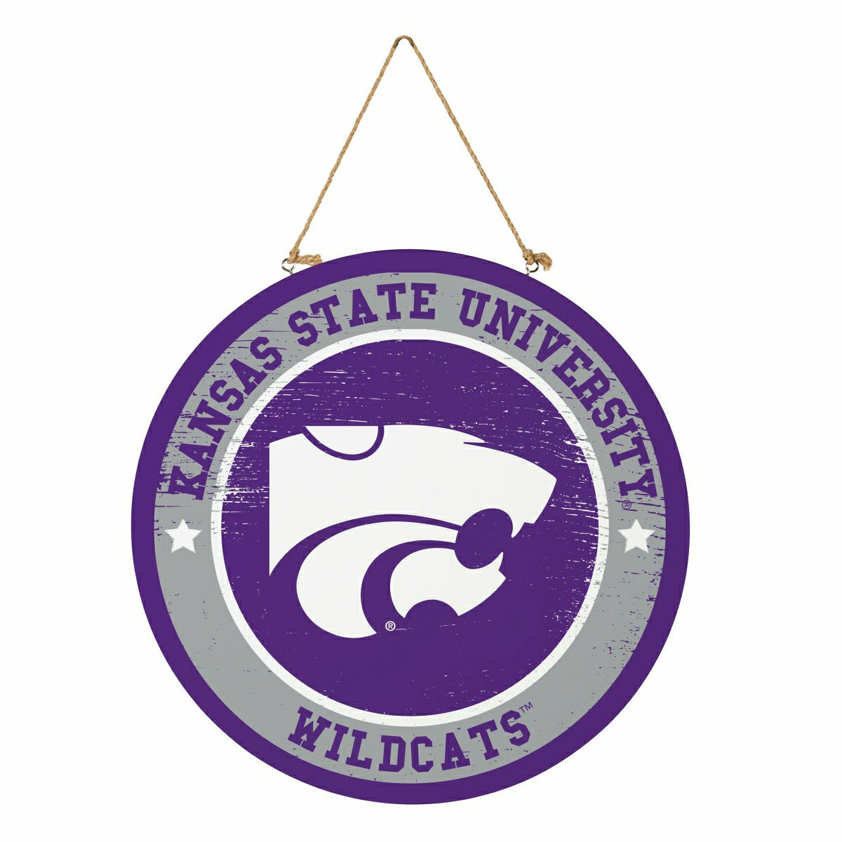 Kansas State University Round Door Décor with Hanging Rope, 18x18, Collegiate, Home