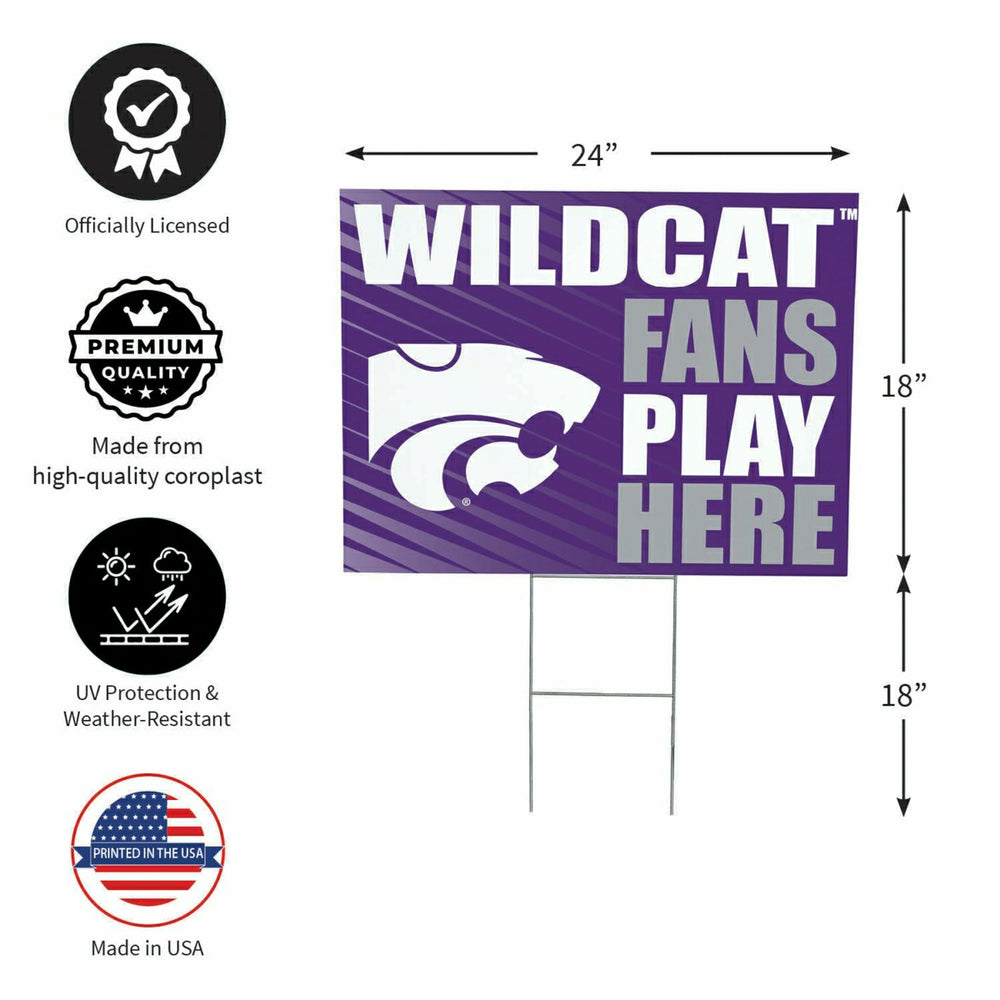 Kansas State University Coroplast Yard Sign "Fans Play Here", Collegiate, Home