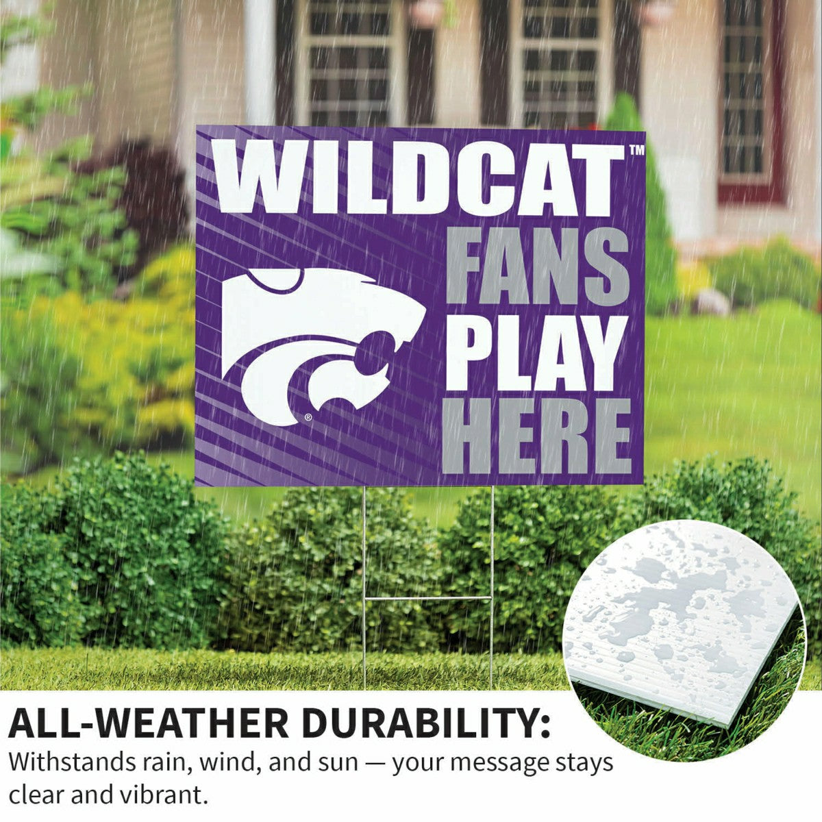 Kansas State University Coroplast Yard Sign "Fans Play Here", Collegiate, Home