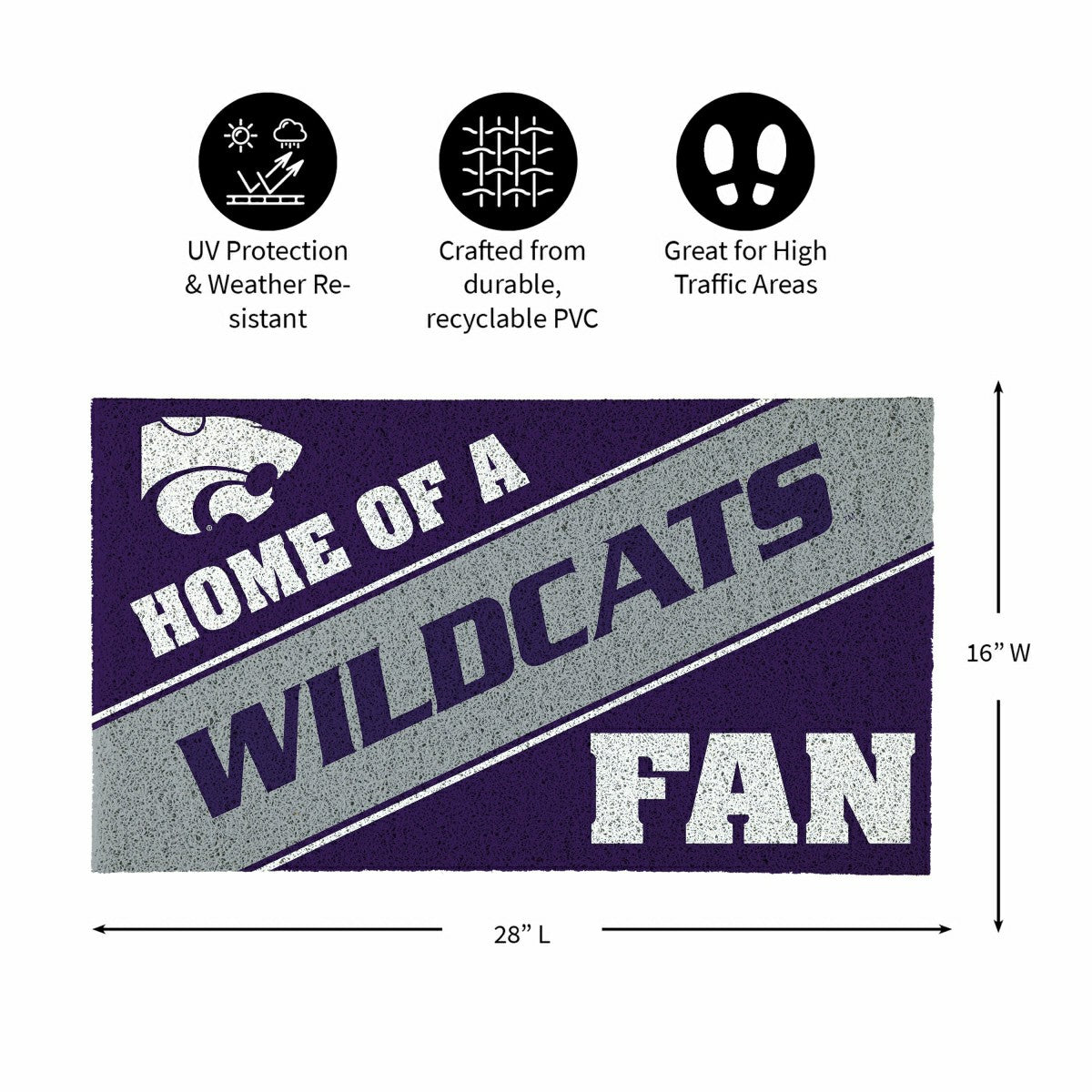 Kansas State University, PVC Mat COLOR, Home of a Fan, Collegiate