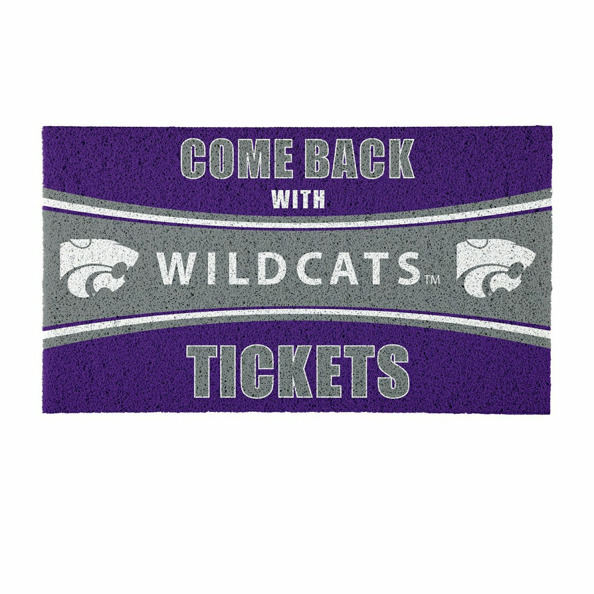 28" x 16" PVC Trapper Mat, Come Back with Tickets, Kansas State Univer, Collegiate