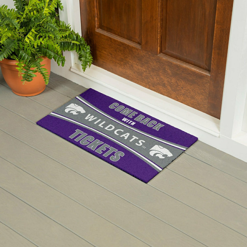 28" x 16" PVC Trapper Mat, Come Back with Tickets, Kansas State Univer, Collegiate