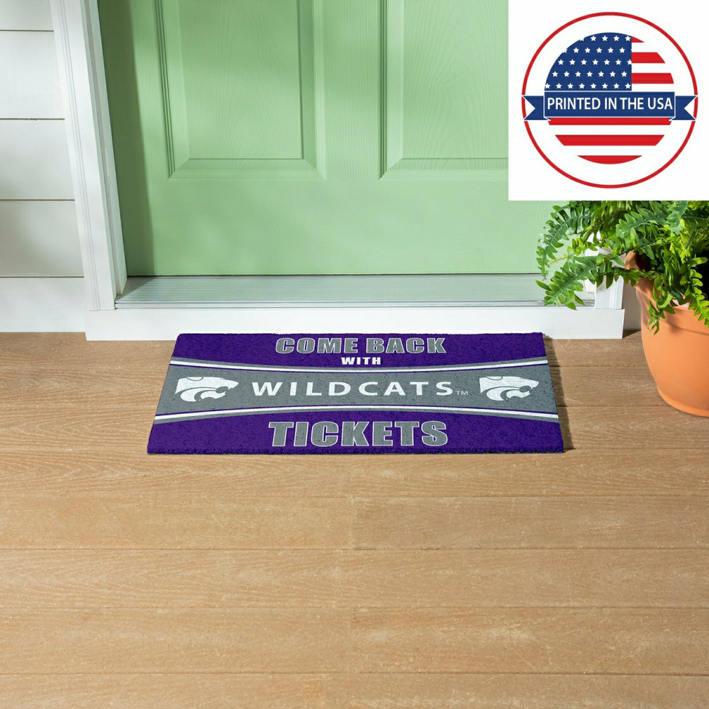 28" x 16" PVC Trapper Mat, Come Back with Tickets, Kansas State Univer, Collegiate