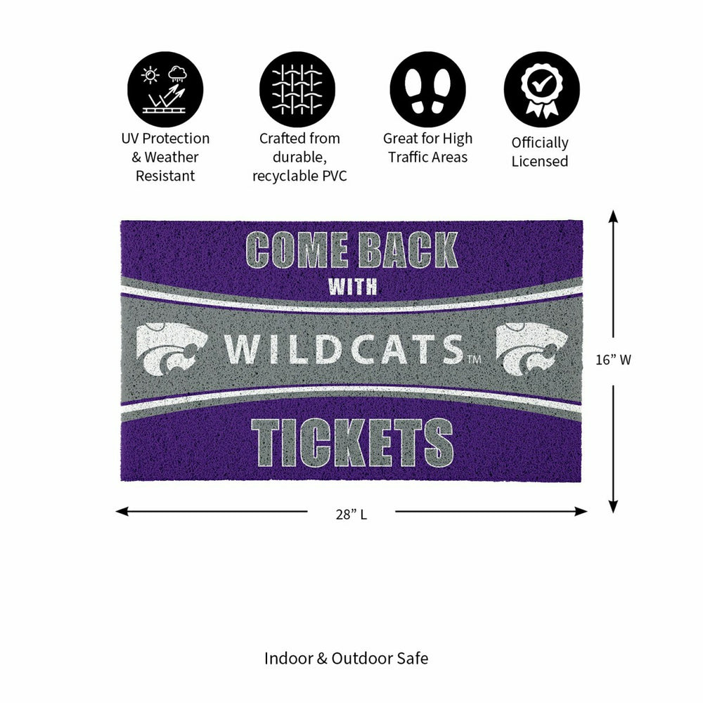 28" x 16" PVC Trapper Mat, Come Back with Tickets, Kansas State Univer, Collegiate