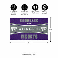 28" x 16" PVC Trapper Mat, Come Back with Tickets, Kansas State Univer, Collegiate