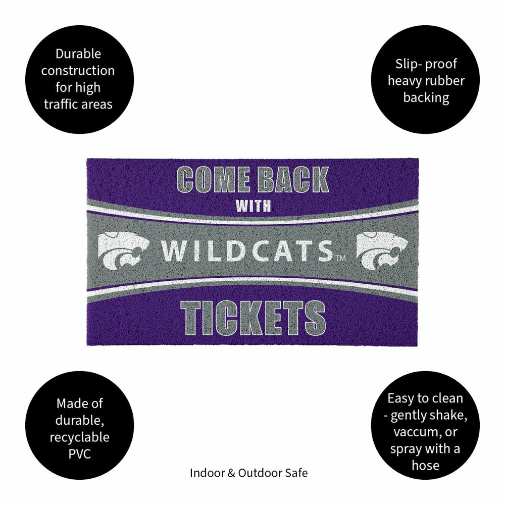 28" x 16" PVC Trapper Mat, Come Back with Tickets, Kansas State Univer, Collegiate