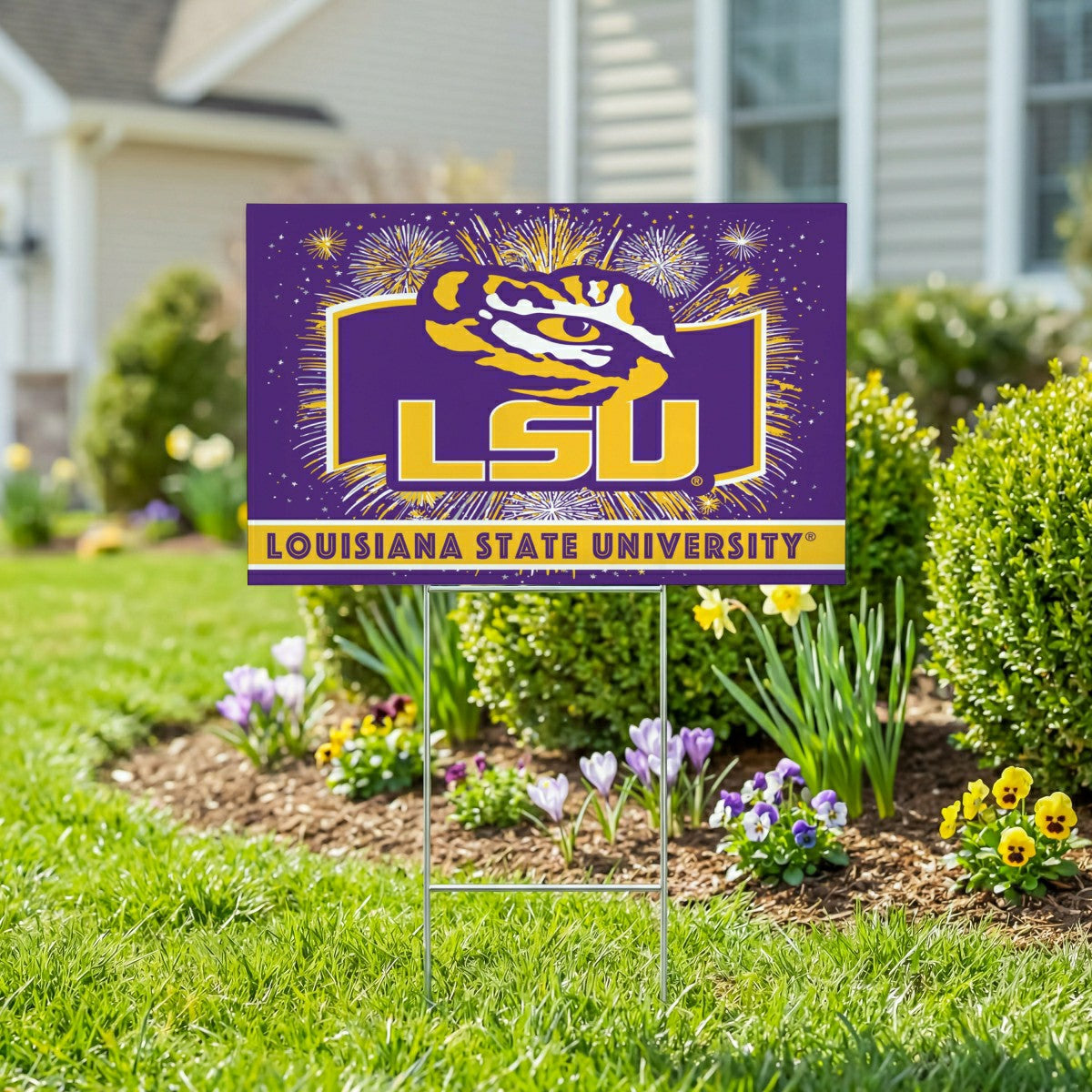 Louisiana State University Yard Sign, Patriotic, Collegiate, Home