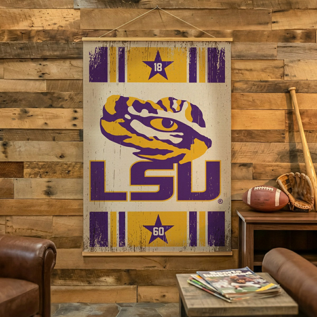 Louisiana State University, Canvas Wall Tapestry, Large, 54x36, Collegiate, Home