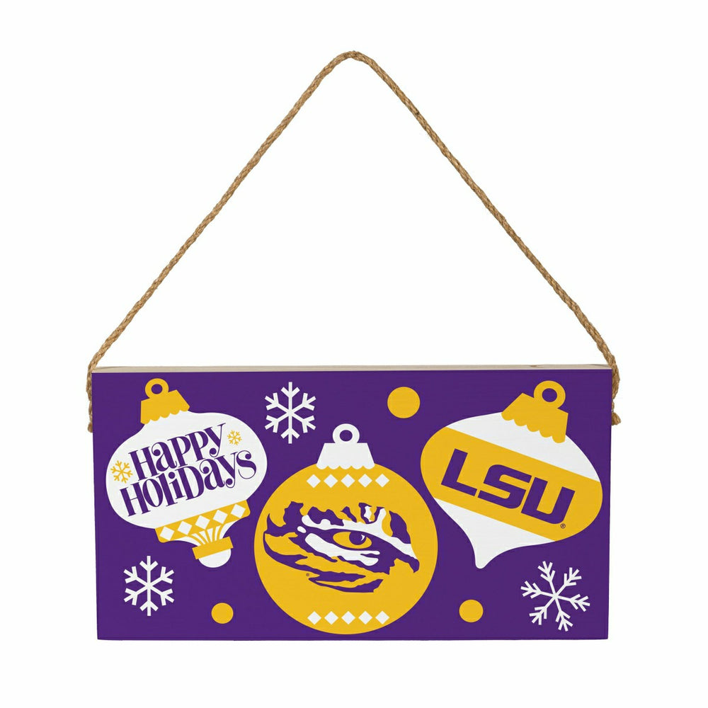 Louisiana State University Holiday Wood Wall Sign, 6x11, Collegiate, Home