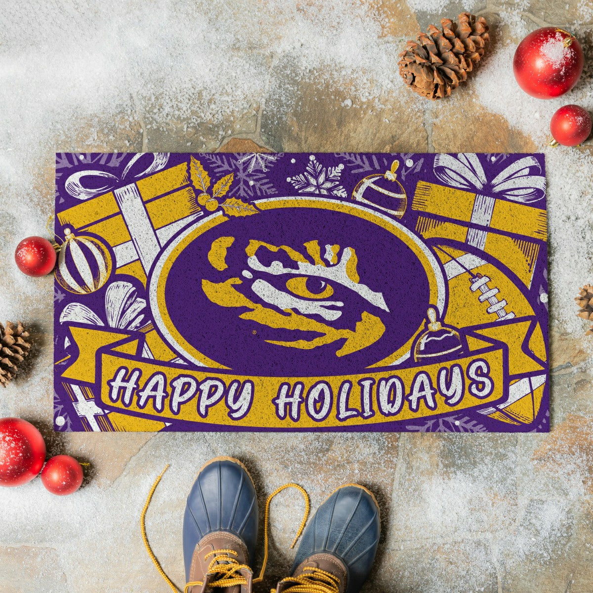 Louisiana State University Holiday PVC Mat, 28"x16", Collegiate