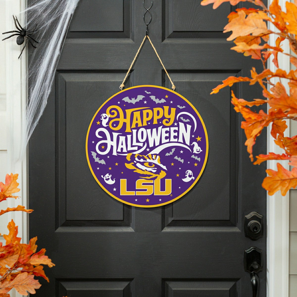 Louisiana State University Halloween Round Door Décor with Hanging Rop, Collegiate, Home