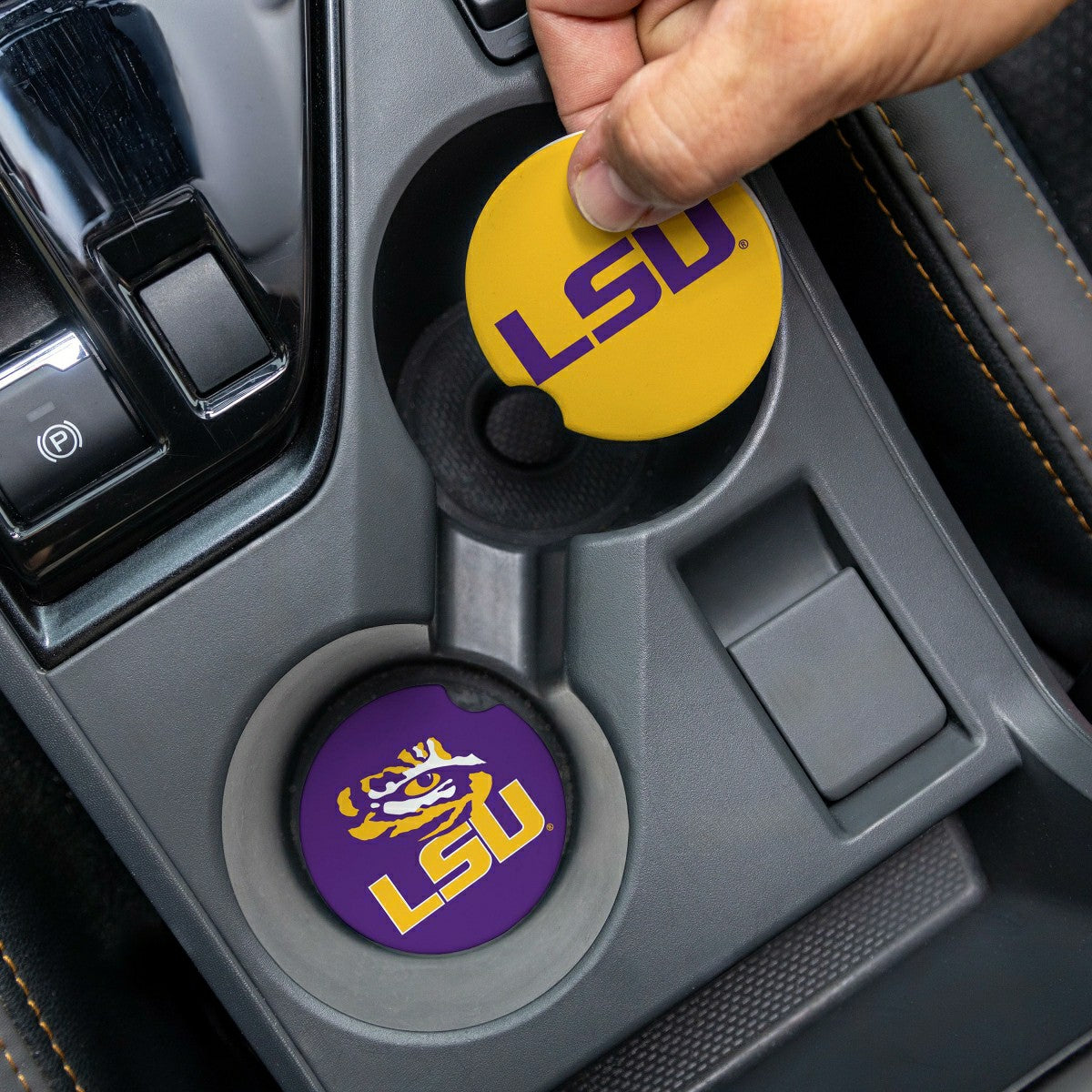 Louisiana State University Car Coaster Set, 2pc, Collegiate, Home