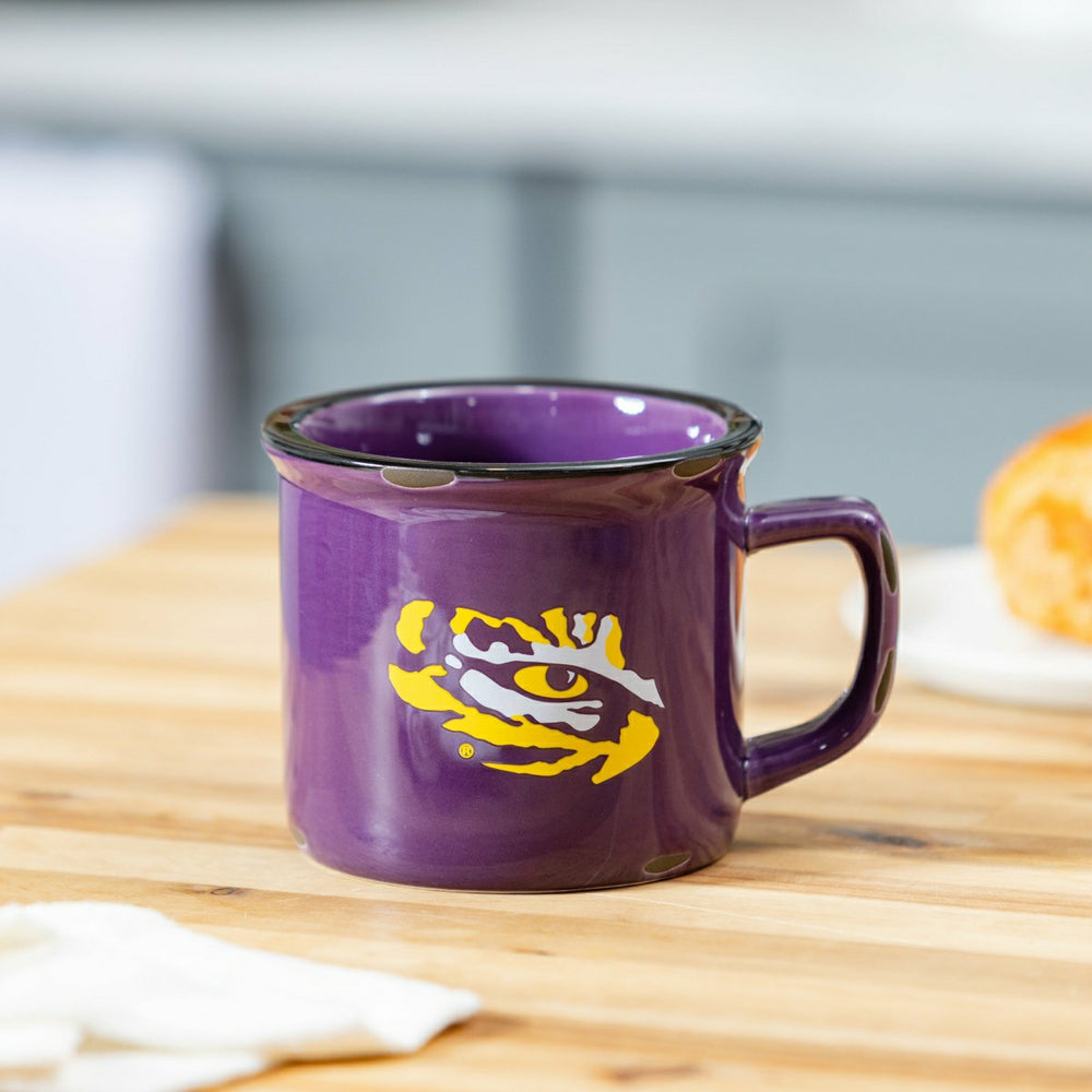 Louisiana State University Ceramic Camp Cup with Enamel Finish, 14oz, Collegiate, Home