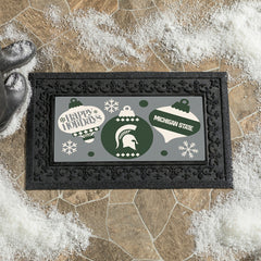 Michigan State University Holiday Flocked Coir Sassafras Switch Mat, 2, Collegiate