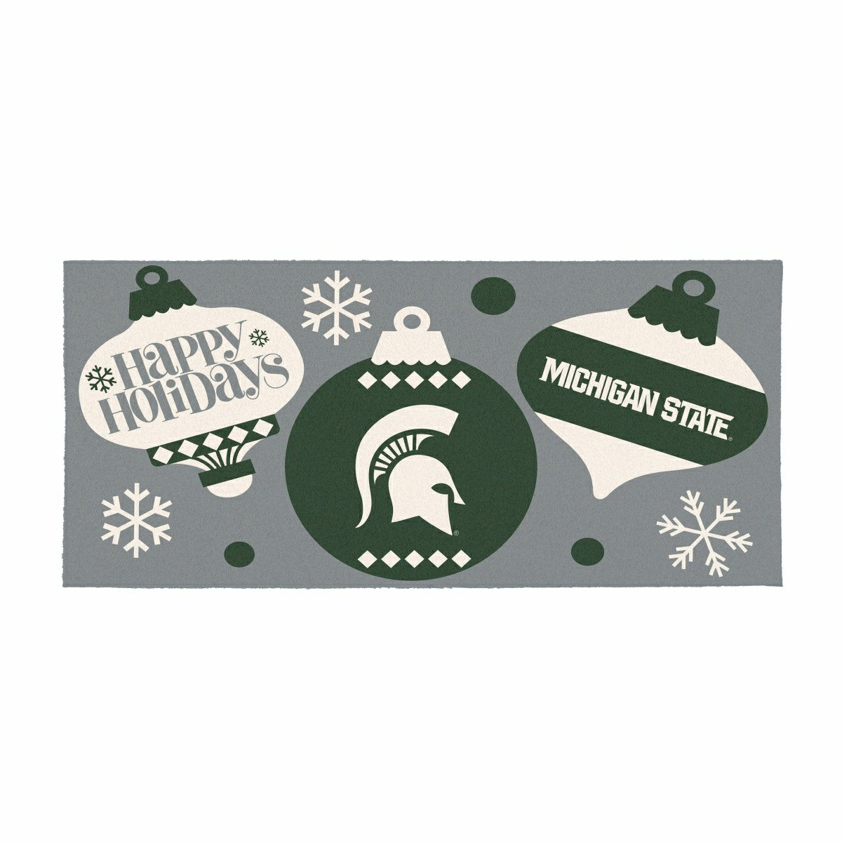 Michigan State University Holiday Flocked Coir Sassafras Switch Mat, 2, Collegiate