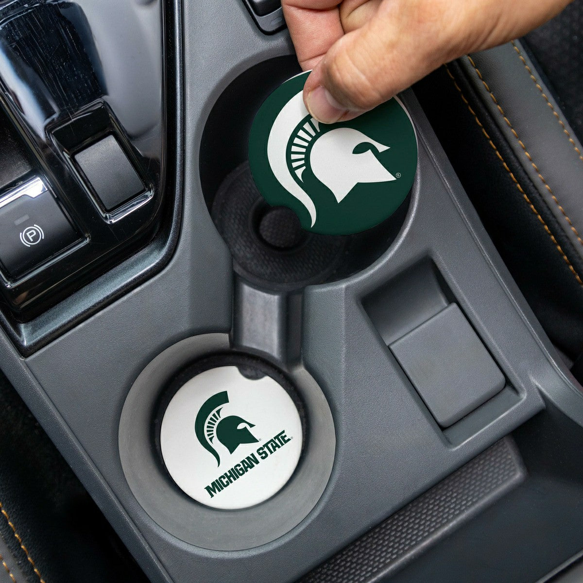 Michigan State University Car Coaster Set, 2pc, Collegiate, Home